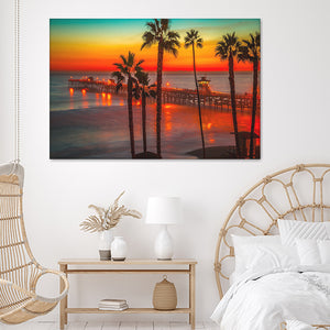 California Palms Beach Sunset Canvas Wall Art - Canvas Prints, Prints For Sale, Painting Canvas,Canvas On Sale
