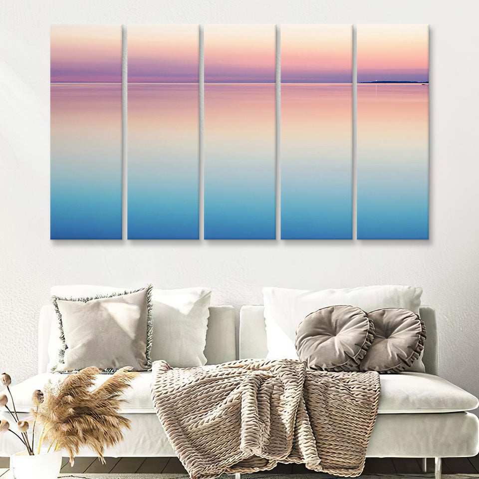 Calm Sea Sunset 5 Piece B Multi Panels Canvas Prints Wall Art - Painting Canvas,Wall Decor