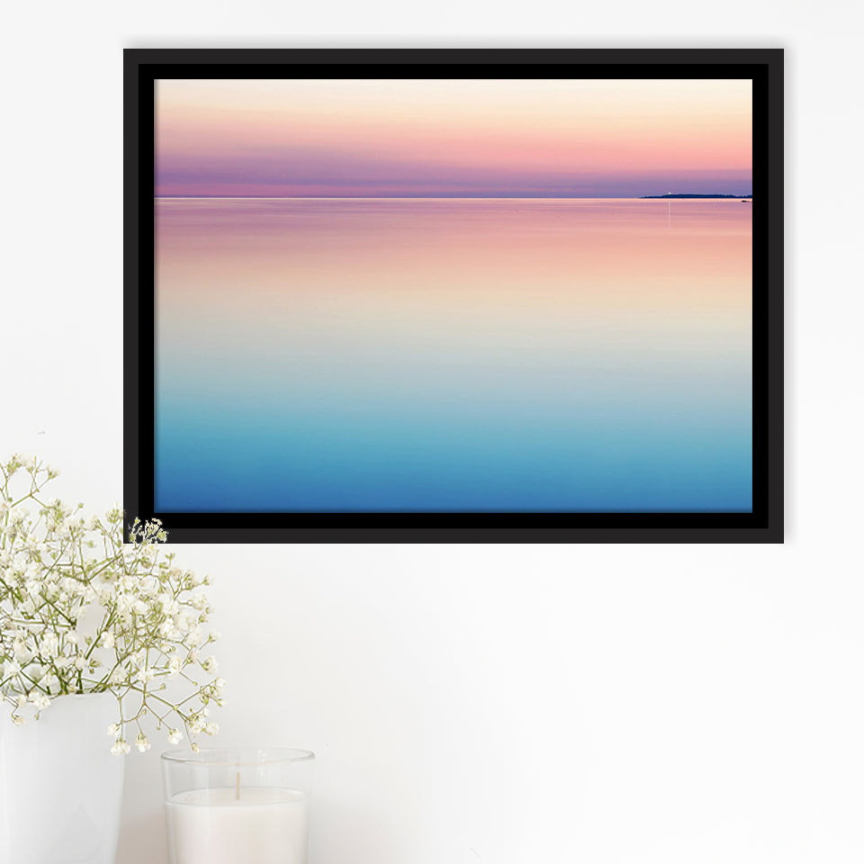 Calm Sea Sunset Framed Canvas Prints Wall Art - Painting Canvas,Framed Picture,Home Art Wall Decor