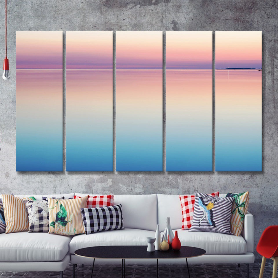 Calm Sea Sunset 5 Piece B Multi Panels Canvas Prints Wall Art - Painting Canvas,Wall Decor