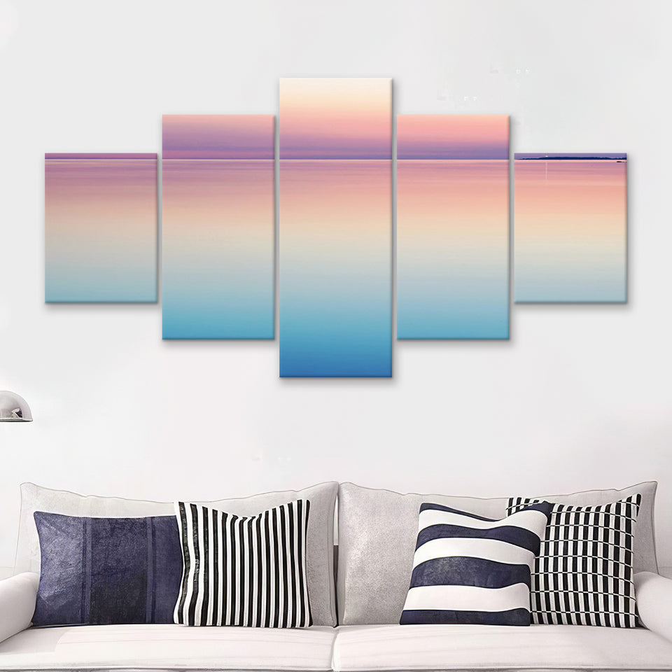 Calm Sea Sunset 5 Piece Multi Panels Canvas Prints Wall Art - Painting Canvas,Wall Decor