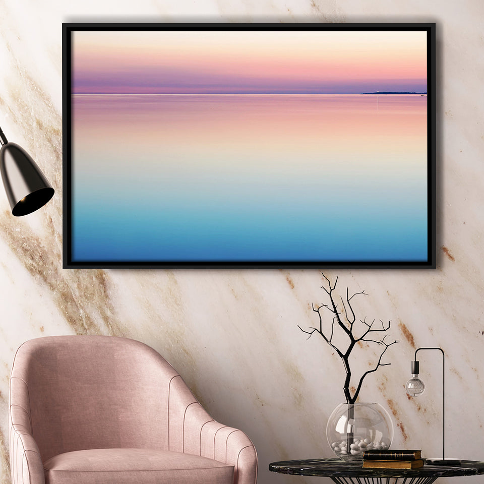 Calm Sea Sunset Framed Canvas Prints Wall Art - Painting Canvas,Framed Picture,Home Art Wall Decor