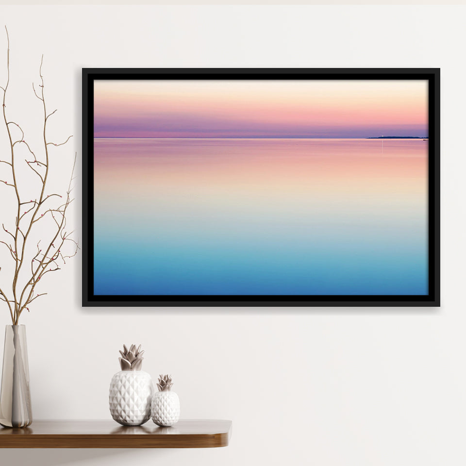 Calm Sea Sunset Framed Canvas Prints Wall Art - Painting Canvas,Framed Picture,Home Art Wall Decor