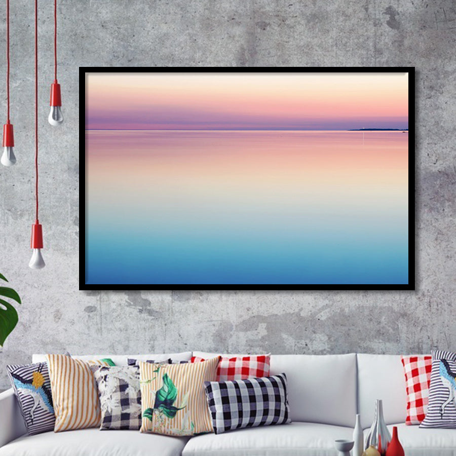 Calm Sea Sunset Framed Art Print Wall Decor - Painting Art, Framed Picture, Home Decor