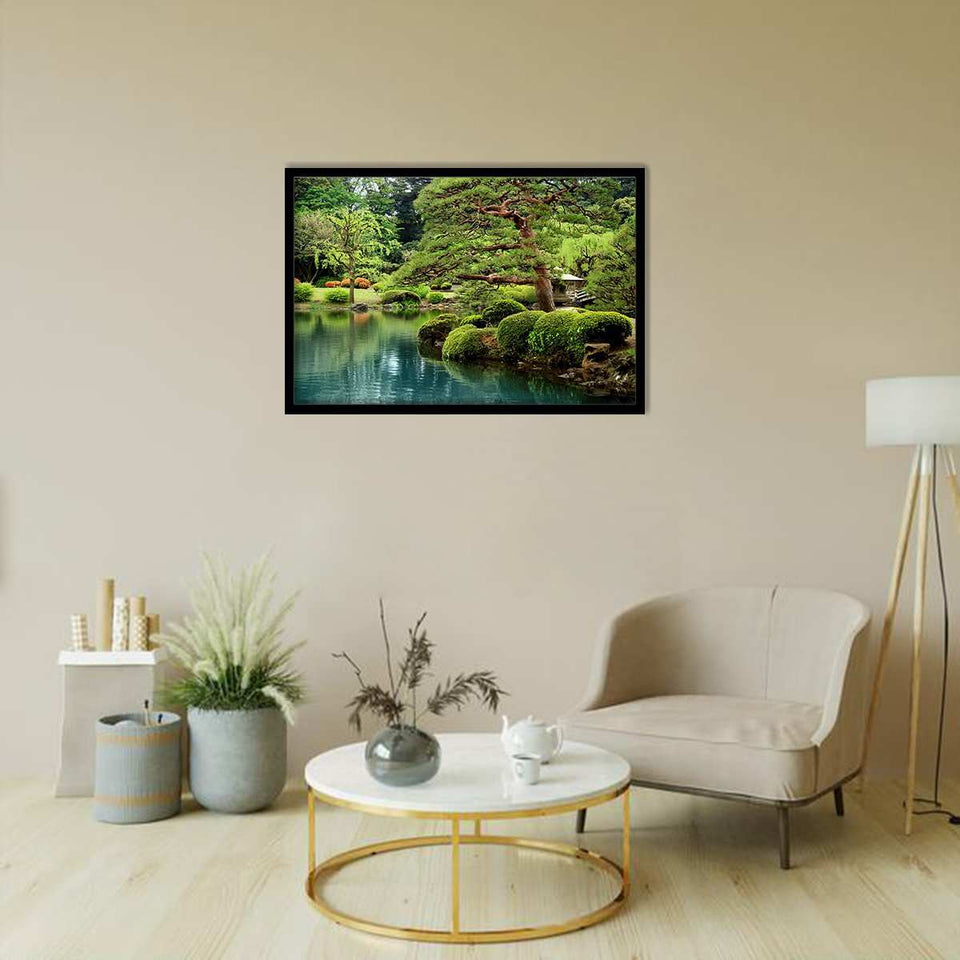 Calm Zen Lake and Bonsai Trees in Tokyo Garden-Forest art, Art print, –  UnixCanvas