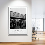 Camden, London United Kingdom 1 Black And White Art Framed Canvas Prints Wall Art Home Decor, Floating Frame