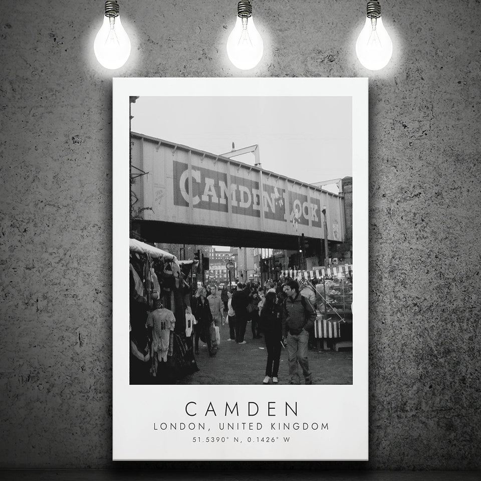 Camden, London United Kingdom 1 Black And White Art Canvas Prints Wall Art Home Decor