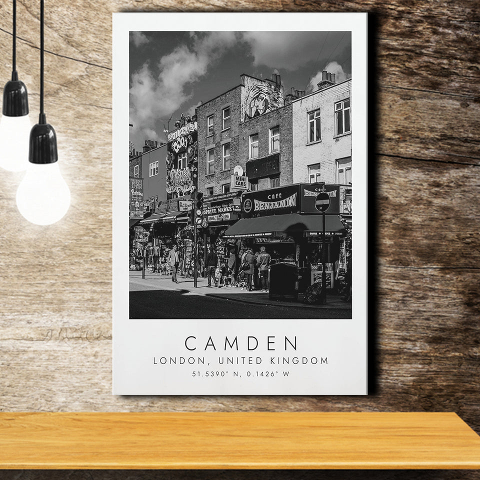 Camden, London United Kingdom Black And White Art Canvas Prints Wall Art Home Decor