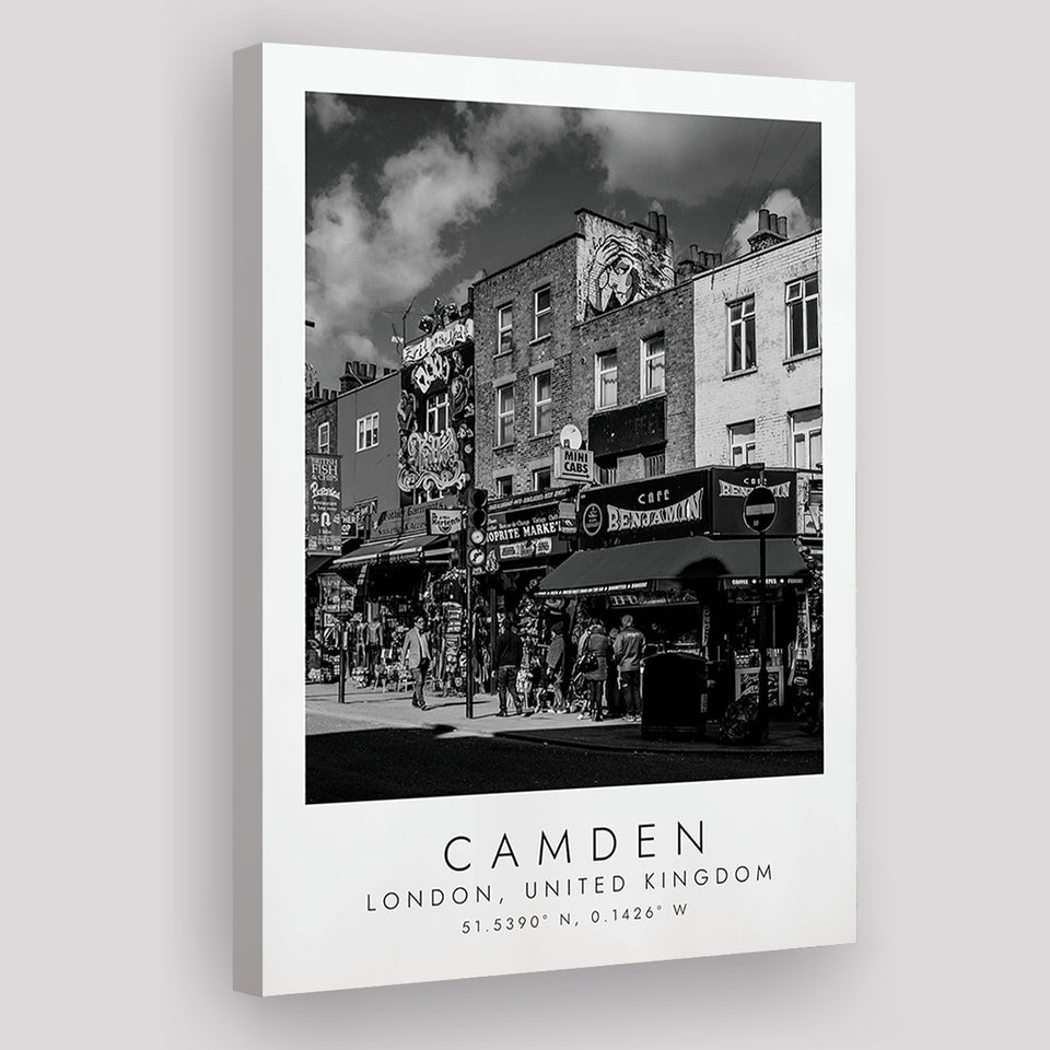 Camden, London United Kingdom Black And White Art Canvas Prints Wall Art Home Decor