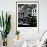 Camden, London United Kingdom Black And White Art Framed Canvas Prints Wall Art Home Decor, Floating Frame