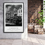 Camden, London United Kingdom Black And White Art Framed Canvas Prints Wall Art Home Decor, Floating Frame