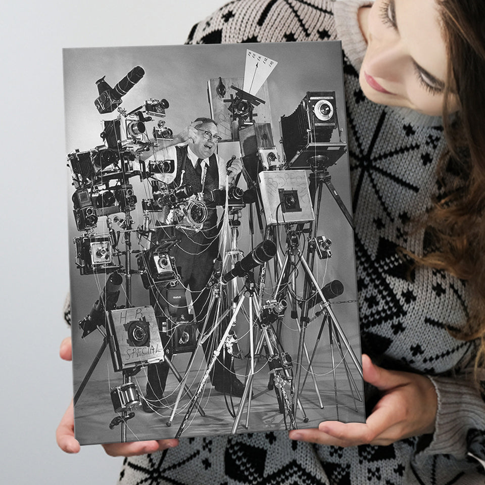 Camera Collection Black And White Print, Funny Photographer Canvas Prints Wall Art Home Decor