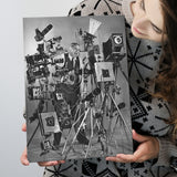 Camera Collection Black And White Print, Funny Photographer Canvas Prints Wall Art Home Decor