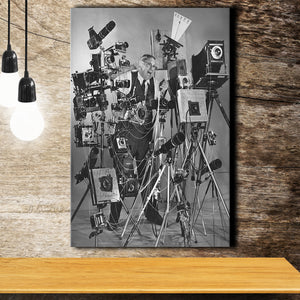 Camera Collection Black And White Print, Funny Photographer Canvas Prints Wall Art Home Decor