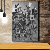 Camera Collection Black And White Print, Funny Photographer Canvas Prints Wall Art Home Decor