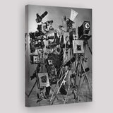 Camera Collection Black And White Print, Funny Photographer Canvas Prints Wall Art Home Decor