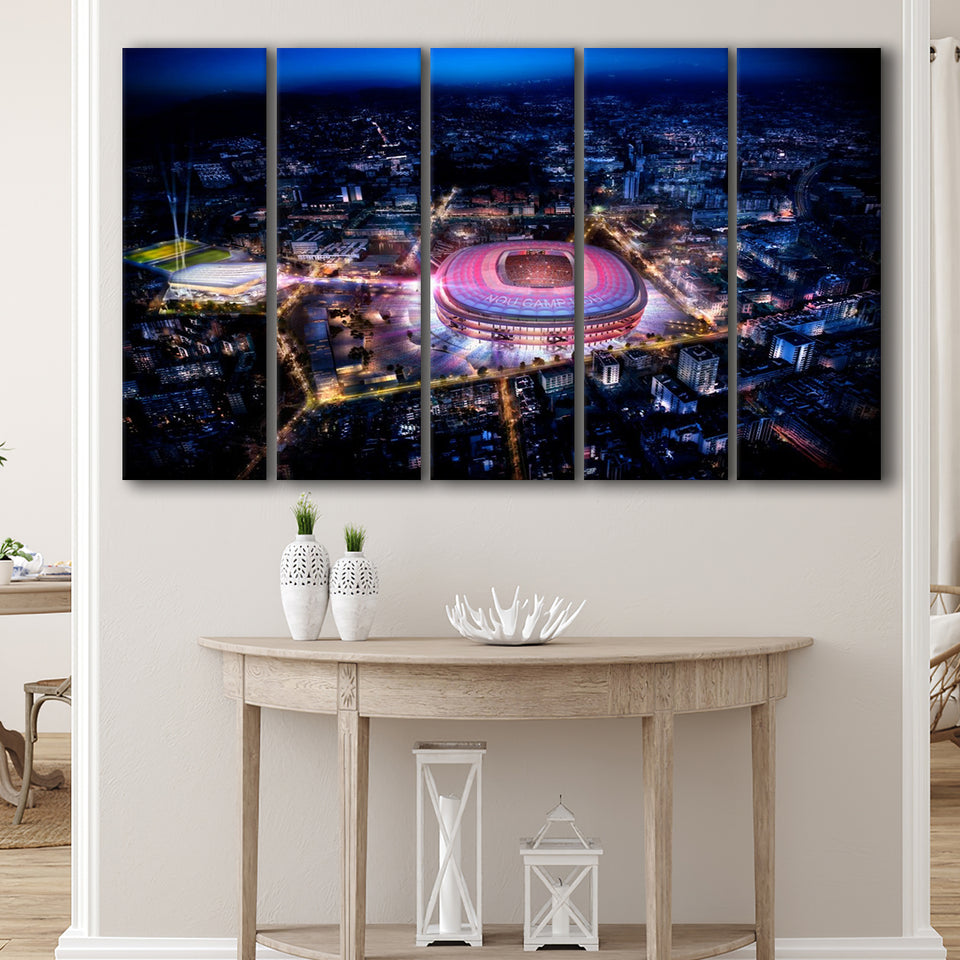 Camp Nou Aerial View, Stadium Canvas, Sport Art, Gift for him, Multi Panels B, Canvas Prints Wall Art Decor