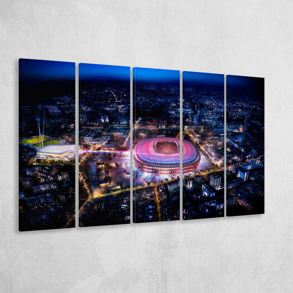 Camp Nou Aerial View, Stadium Canvas, Sport Art, Gift for him, Multi Panels B, Canvas Prints Wall Art Decor