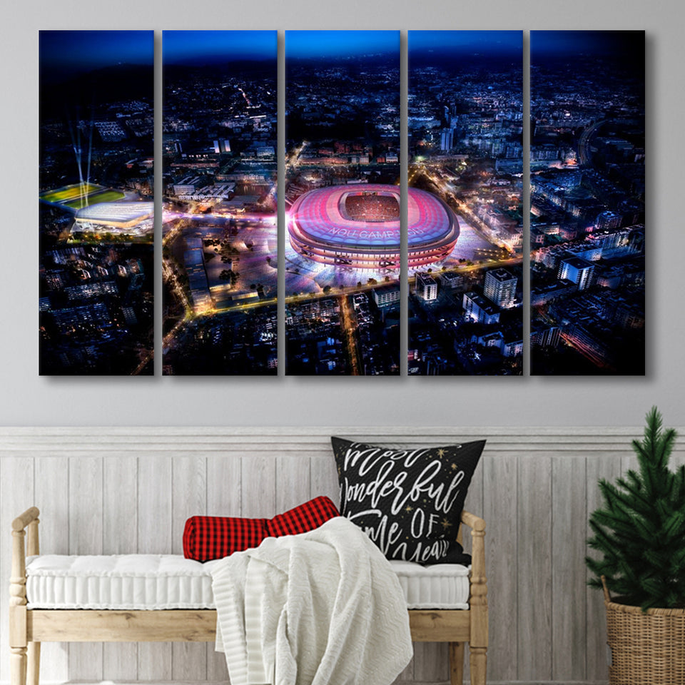Camp Nou Aerial View, Stadium Canvas, Sport Art, Gift for him, Multi Panels B, Canvas Prints Wall Art Decor