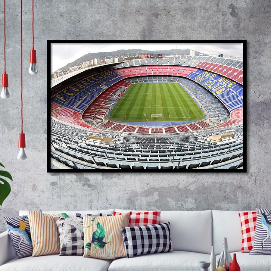 Camp Nou Football Stadium, Stadium Canvas, Sport Art, Gift for him, Framed Art Prints Wall Art Decor, Framed Picture