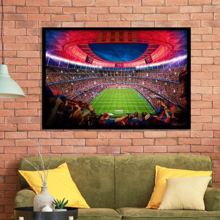 Camp Nou Stadium Football, Stadium Canvas, Sport Art, Gift for him, Framed Art Prints Wall Art Decor, Framed Picture