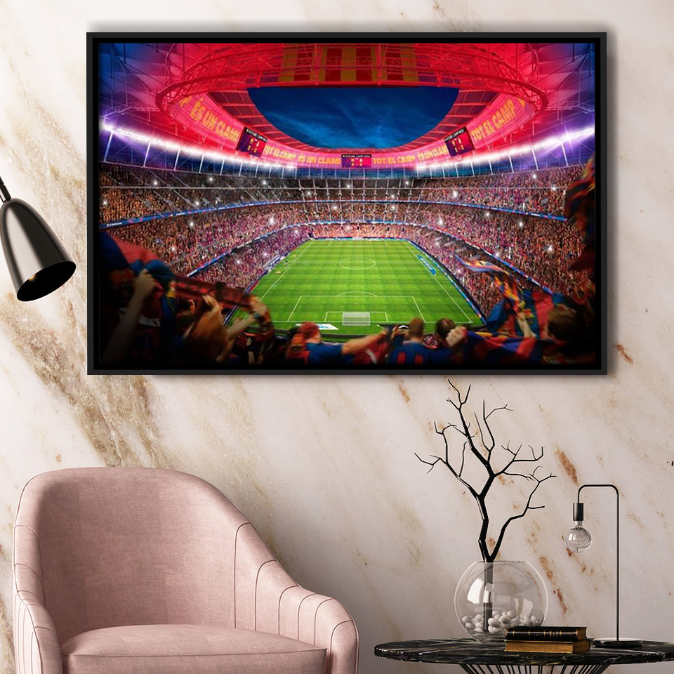 Camp Nou Stadium Football, Stadium Canvas, Sport Art, Gift for him, Framed Canvas Prints Wall Art Decor, Framed Picture