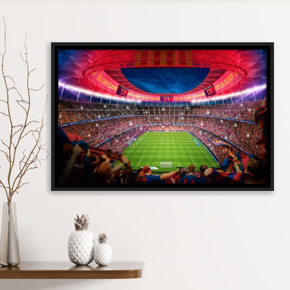 Camp Nou Stadium Football, Stadium Canvas, Sport Art, Gift for him, Framed Canvas Prints Wall Art Decor, Framed Picture