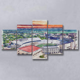 Camp Randall Stadium Wisconsin Stadium Watercolor, 5 Pieces, Multi Panel Canvas Prints Wall Art Decor