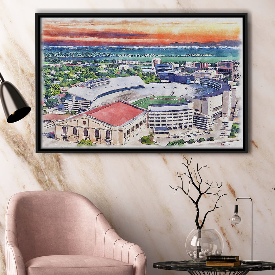 Camp Randall Stadium Wisconsin Stadium Watercolor, Sport Art Prints Fan Gift, Framed Canvas Prints Wall Art Decor