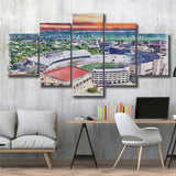 Camp Randall Stadium Wisconsin Stadium Watercolor, 5 Pieces, Multi Panel Canvas Prints Wall Art Decor