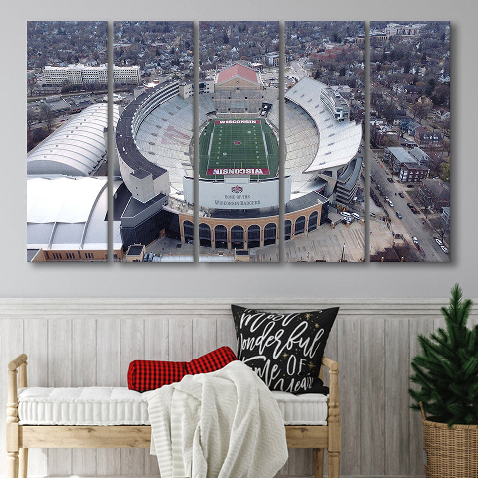 Camp Randall Stadium Canvas Prints Wisconsin Badgers Wall Art,Multi Panels B,Sport Stadium Art Prints, Fan Gift