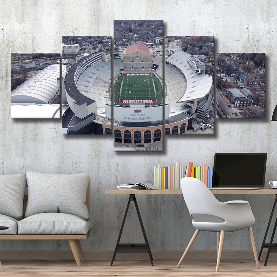 Camp Randall Stadium Canvas Prints Wisconsin Badgers Wall Art,Multi Panels,Sport Stadium Art Prints, Fan Gift