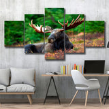 Canadian Moose 5 Piece Canvas Prints Wall Art Decor, Multi Panels, Mixed Canvas