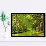 Canal Du Midi in France Green Trees Framed Art Prints Wall Decor - Painting Prints, Framed Picture, Home Decor