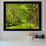 Canal Du Midi in France Green Trees Framed Art Prints Wall Decor - Painting Prints, Framed Picture, Home Decor