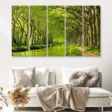 Canal Du Midi in France Green Trees 5 Piece B Canvas Prints Wall Art Decor - Painting Canvas, Multi Panels