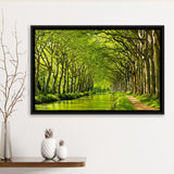 Canal Du Midi in France Green Trees Framed Canvas Prints Wall Art Decor - Paiting Canvas, Art Prints, Floating Frame