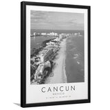 Cancun Mexico Black And White Art Framed Art Prints Wall Art Decor, Framed Picture