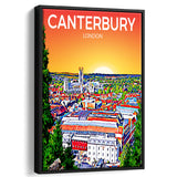 Canterbury UK Art Sunset Art Print, Large Canvas, Framed Canvas Print Wall Art Home Decor, Floating Frame