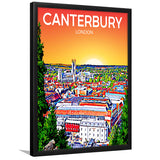 Canterbury UK Art Sunset Art Print, City Art Print, Framed Art Print Wall Art Home Decor, Framed Picture