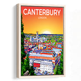 Canterbury UK Art Sunset Art Print, Large Canvas, Framed Canvas Print Wall Art Home Decor, Floating Frame