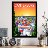 Canterbury UK Art Sunset Art Print, City Art Print, Framed Art Print Wall Art Home Decor, Framed Picture