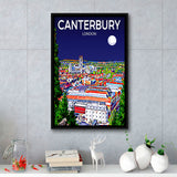 Canterbury UK Art Night Art Print, Large Canvas, Framed Canvas Print Wall Art Home Decor, Floating Frame