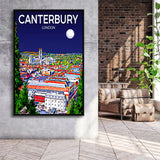 Canterbury UK Art Night Art Print, Large Canvas, Framed Canvas Print Wall Art Home Decor, Floating Frame