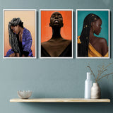 Painting Black Girl Print Wall Art Pictures Living Room Decor Afrocentric Set of 3 Piece Framed Canvas Prints Wall Art