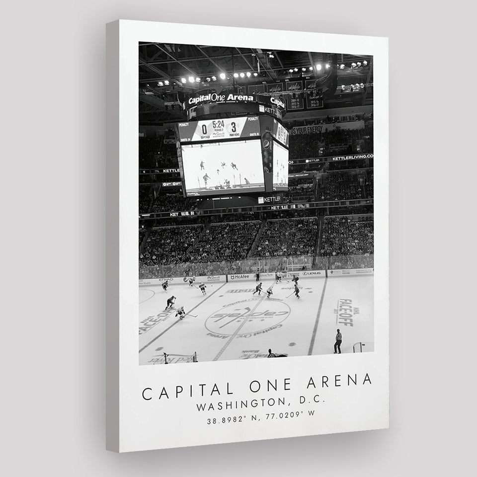 Capital One Arena Washington Capitals Ice Hockey Lovers Black And White Art Canvas Prints Wall Art Home Decor