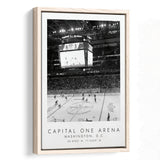Capital One Arena Washington Capitals Black And White Art Framed Canvas Prints Wall Art Home Decor, Floating Frame