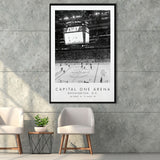 Capital One Arena Washington Capitals Black And White Art Framed Canvas Prints Wall Art Home Decor, Floating Frame