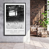 Capital One Arena Washington Capitals Black And White Art Framed Canvas Prints Wall Art Home Decor, Floating Frame