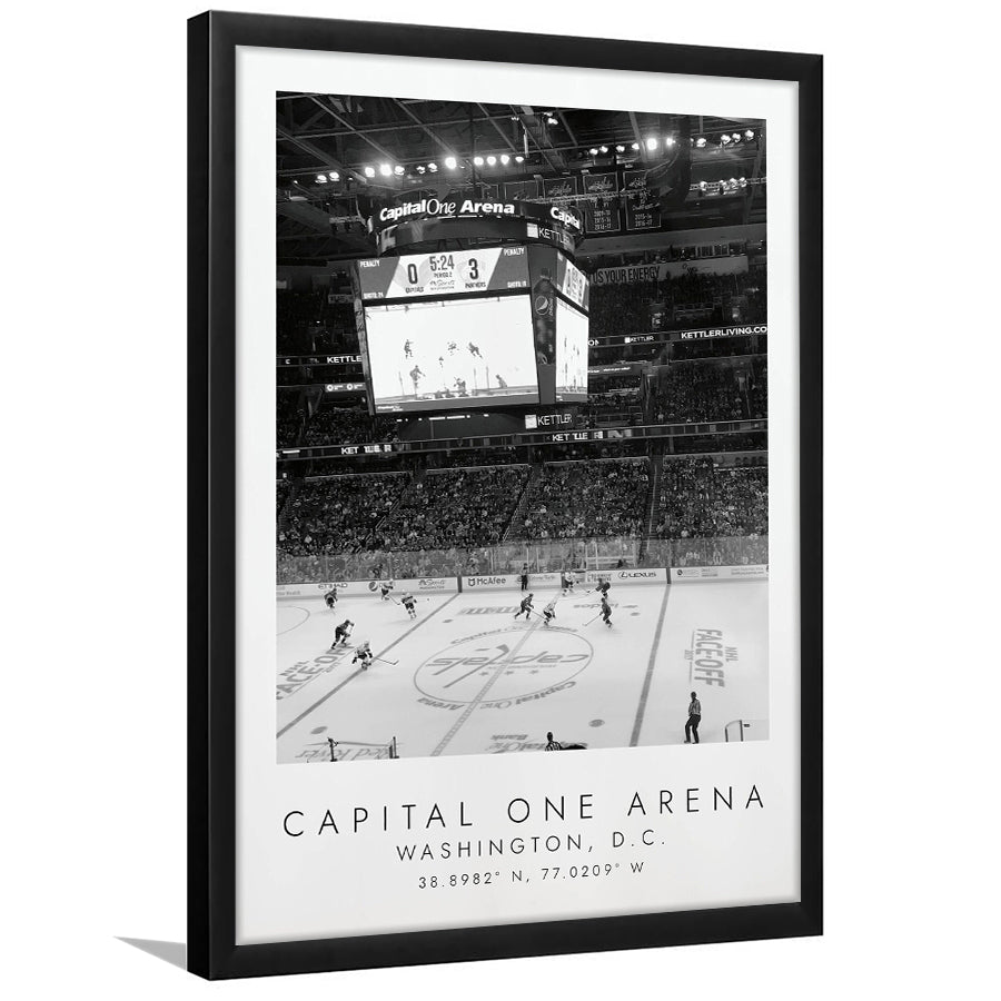 Capital One Arena Washington Capitals Ice Hockey Lovers Black And White Art Framed Art Prints Wall Art Decor, Framed Picture